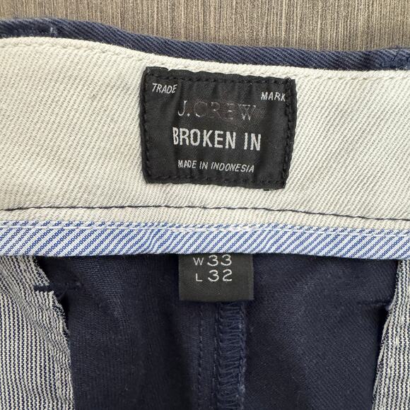 J.Crew 484 Slim-Fit Broken-in Chino Pants Mens 33x32 Blue Cotton Twill Zip Fly - Picture 4 of 9